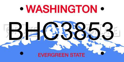 BHC3853 Washington License Plate