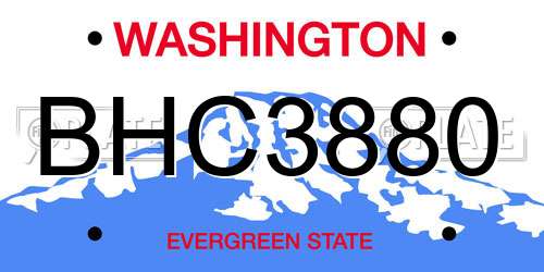 BHC3880 Washington License Plate