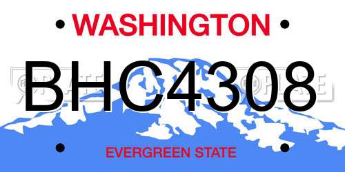 BHC4308 Washington License Plate