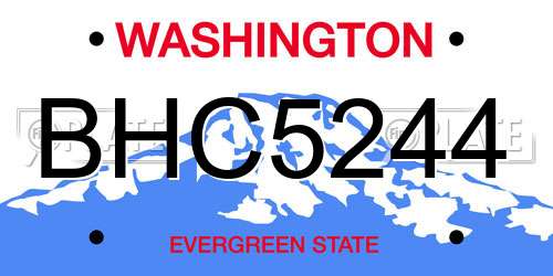 BHC5244 Washington License Plate