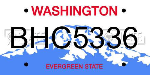 BHC5336 Washington License Plate