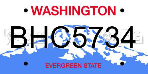 BHC5734 Washington License Plate