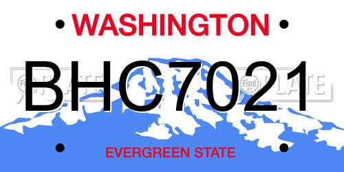BHC7021 Washington License Plate