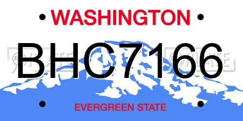 BHC7166 Washington License Plate