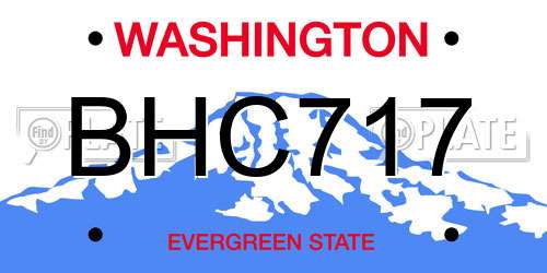 BHC717 Washington License Plate