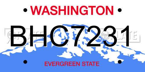 BHC7231 Washington License Plate