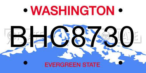BHC8730 Washington License Plate