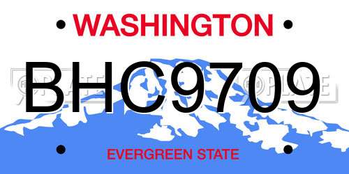 BHC9709 Washington License Plate