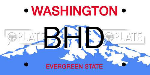 BHD Washington License Plate