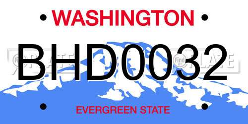 BHD0032 Washington License Plate