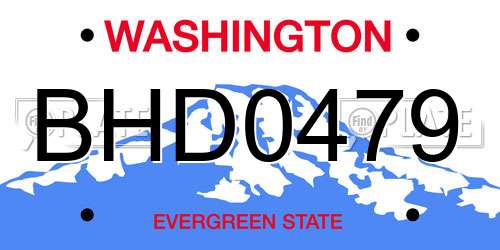 BHD0479 Washington License Plate