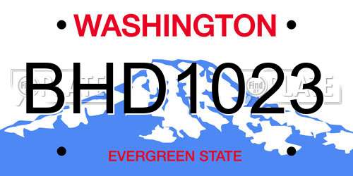 BHD1023 Washington License Plate