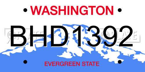 BHD1392 Washington License Plate