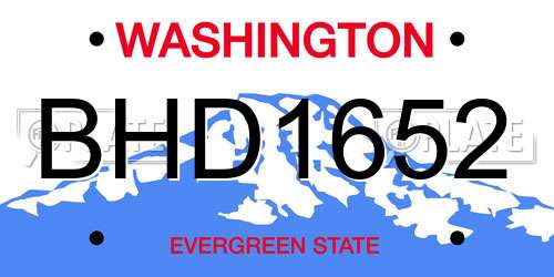 BHD1652 Washington License Plate