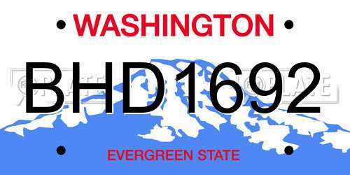 BHD1692 Washington License Plate