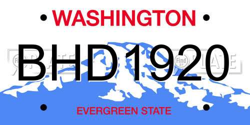 BHD1920 Washington License Plate