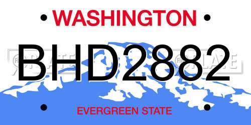 BHD2882 Washington License Plate