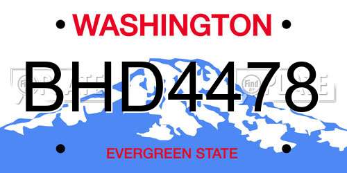 BHD4478 Washington License Plate
