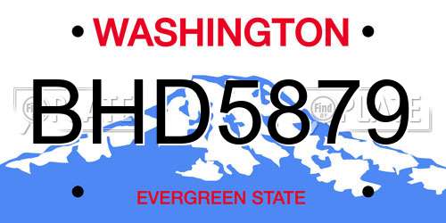 BHD5879 Washington License Plate