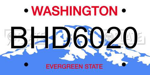 BHD6020 Washington License Plate