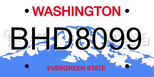 BHD8099 Washington License Plate