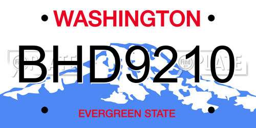 BHD9210 Washington License Plate