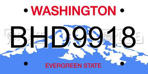 BHD9918 Washington License Plate