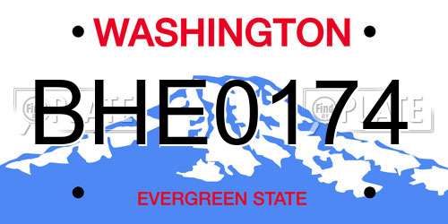 BHE0174 Washington License Plate