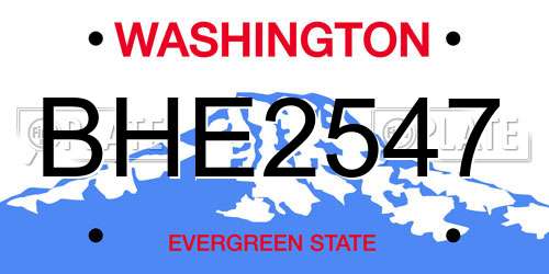 BHE2547 Washington License Plate