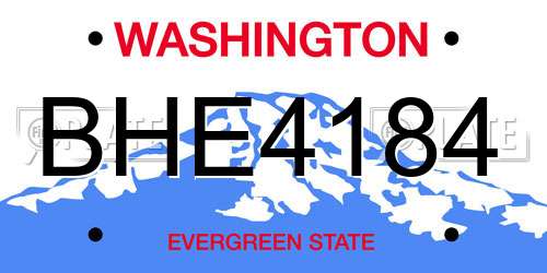 BHE4184 Washington License Plate