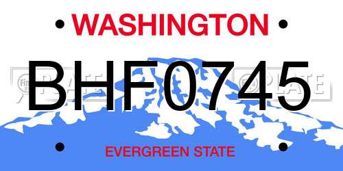 BHF0745 Washington License Plate