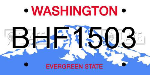 BHF1503 Washington License Plate
