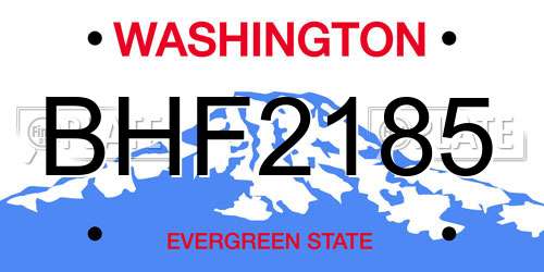 BHF2185 Washington License Plate