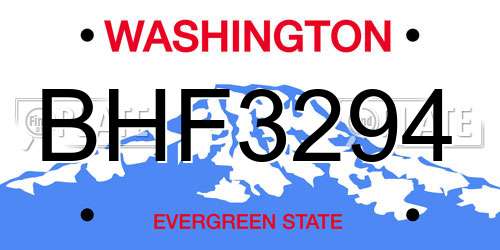 BHF3294 Washington License Plate