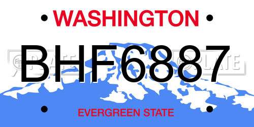 BHF6887 Washington License Plate