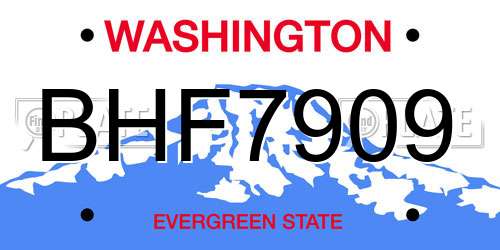 BHF7909 Washington License Plate