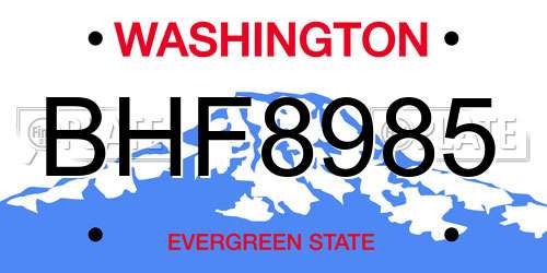 BHF8985 Washington License Plate