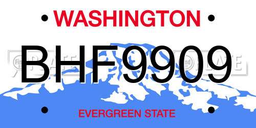 BHF9909 Washington License Plate