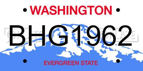 BHG1962 Washington License Plate