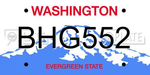 BHG552 Washington License Plate