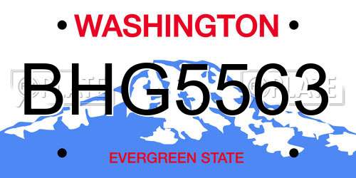 BHG5563 Washington License Plate