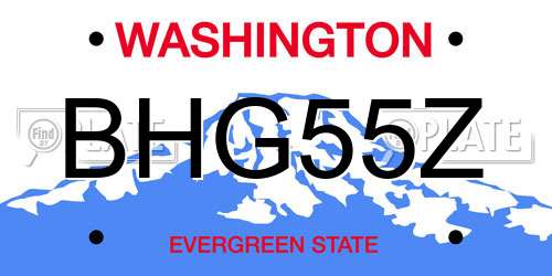 BHG55Z Washington License Plate