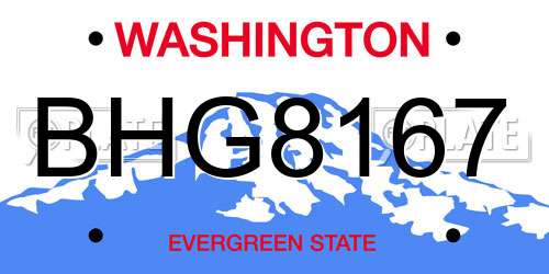 BHG8167 Washington License Plate