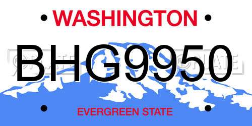 BHG9950 Washington License Plate
