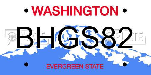 BHGS82 Washington License Plate