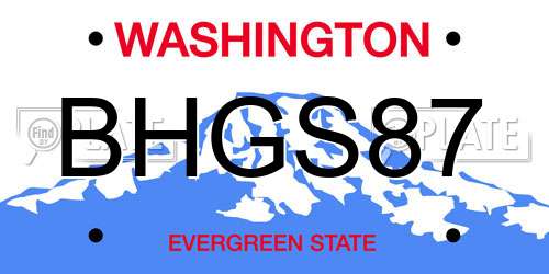 BHGS87 Washington License Plate