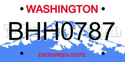 BHH0787 Washington License Plate