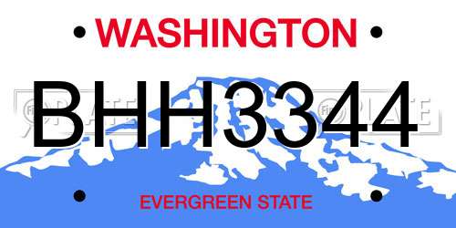 BHH3344 Washington License Plate