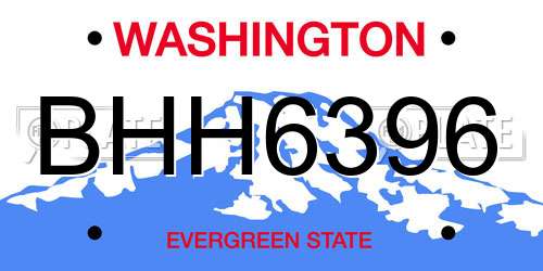 BHH6396 Washington License Plate