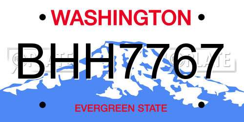 BHH7767 Washington License Plate